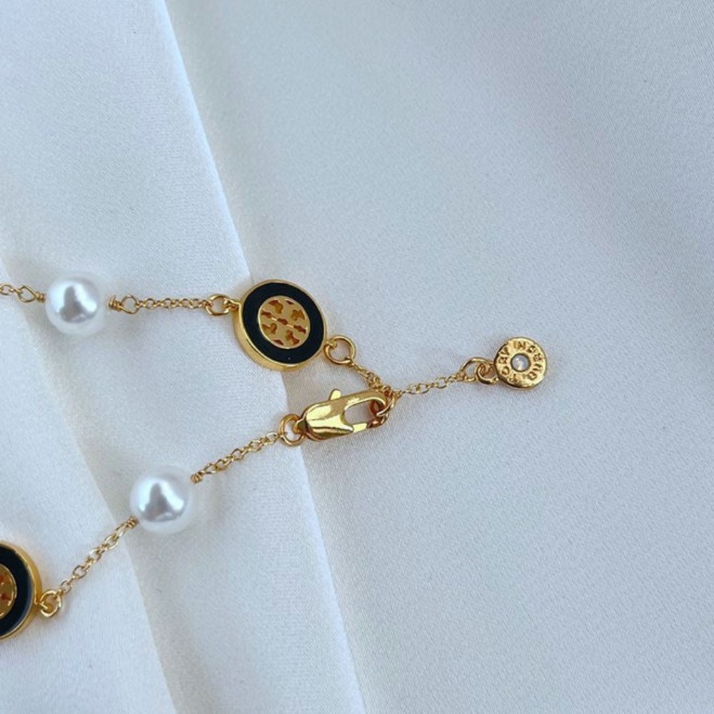 Tory Burch Gold and Black Bracelet with Dainty Chain - Picture 4 of 4